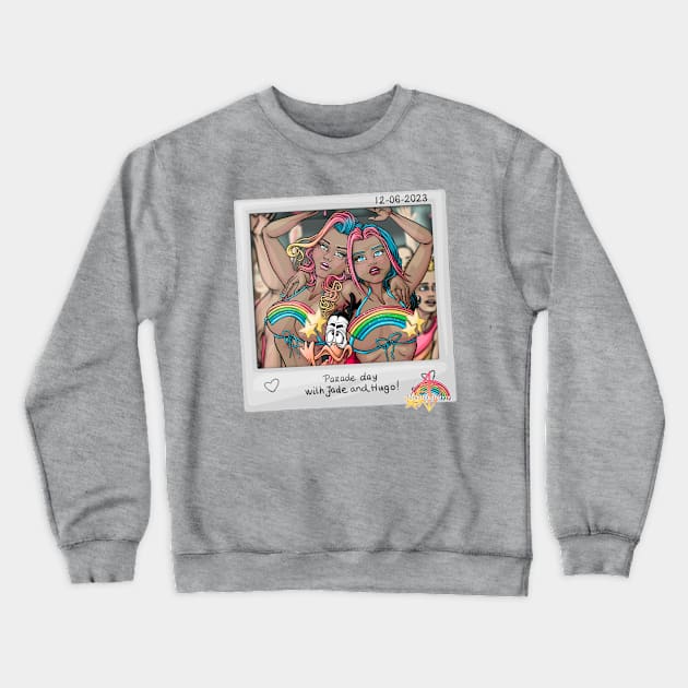 Reva, Jade and Hugo at the pride parade Crewneck Sweatshirt by Mei.illustration